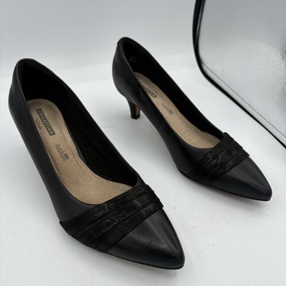 Clarks Collection Heels Womens 7.5 M Linvale Madie Pumps Pointed Toe Black - Picture 1 of 10